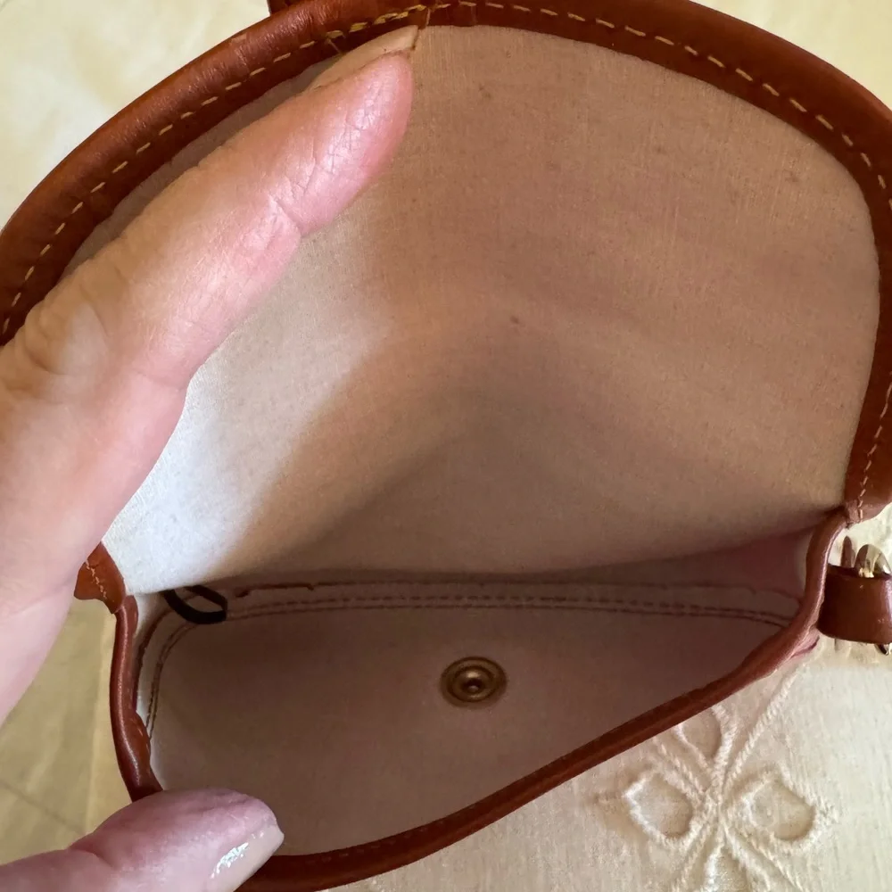 Dooney & Bourke Red and Brown Leather Wristlet with Gold Accents